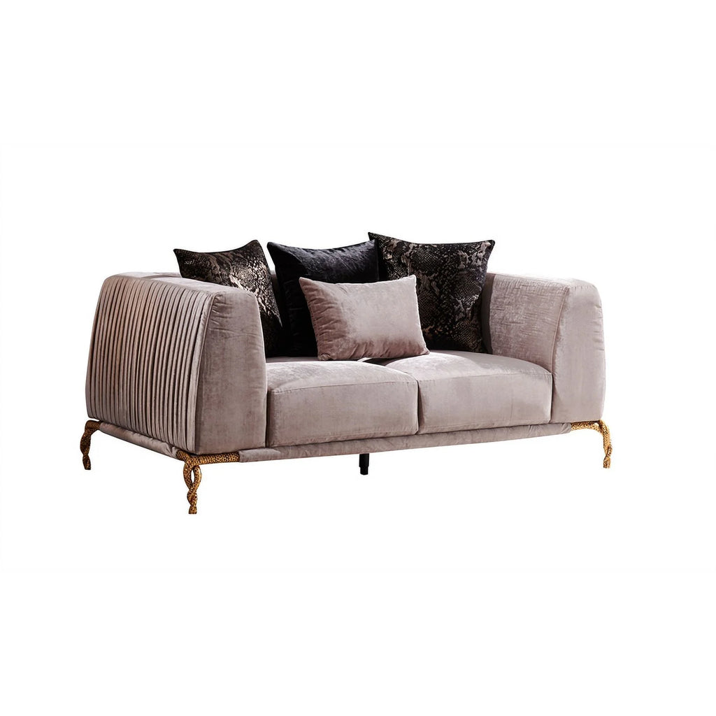 Ivory and Black Upholstered 3 PC Sofa Set S431