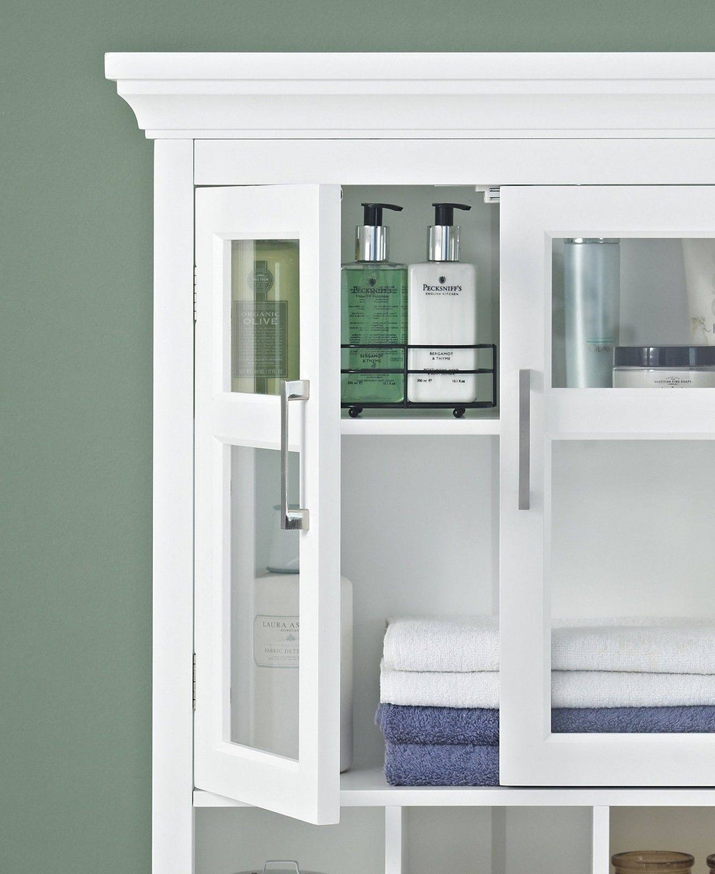 White Two Door Wall Cabinet with Cubbies A976008