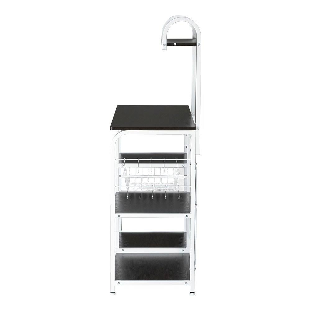 4-Tier Kitchen Baker's Rack Storage Shelf with 10 Hooks Deep Brown N273