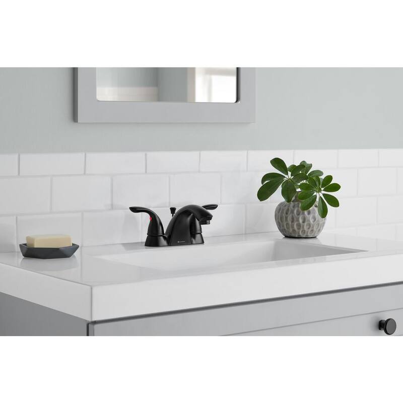 4 in. Centerset Double-Handle Bathroom Faucet in Matte Black K98767