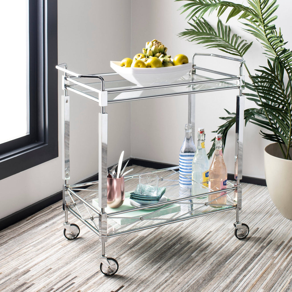 Chrome 2 Tier Rectangle Bar Cart G150
