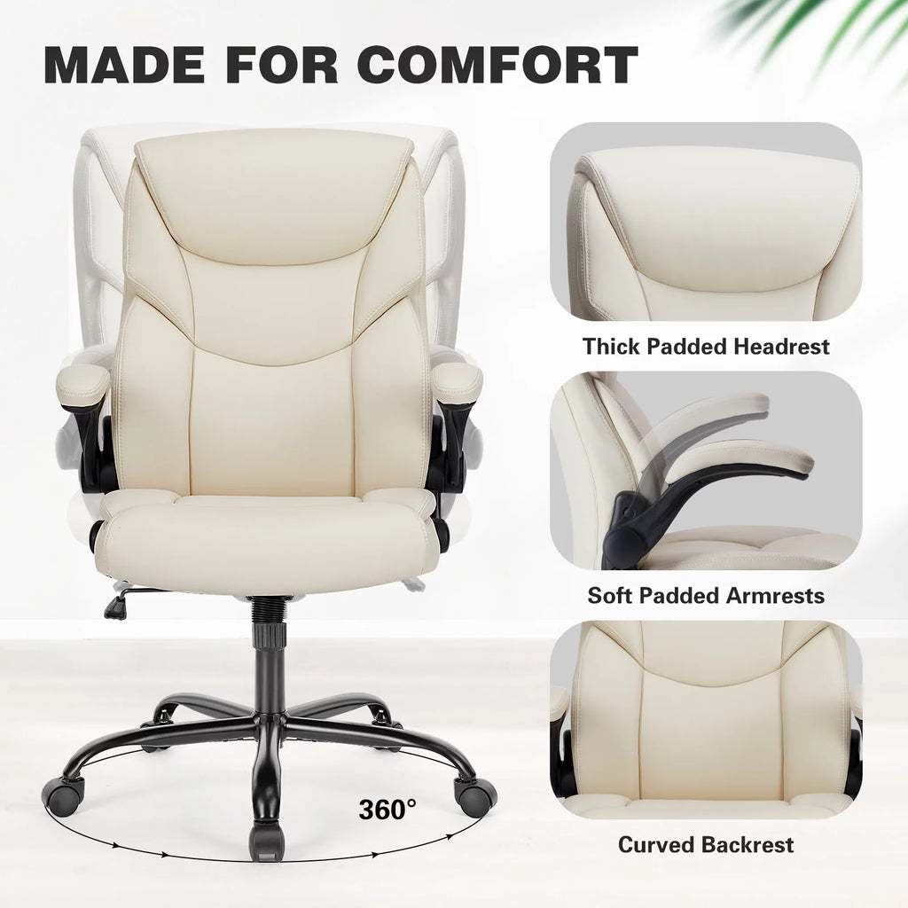 White Ergonomic Executive Desk Chair U411862