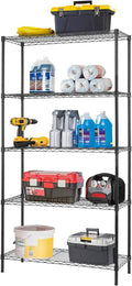 Black 5 Shelf Wire Shelving Unit, Pack of 2 V866