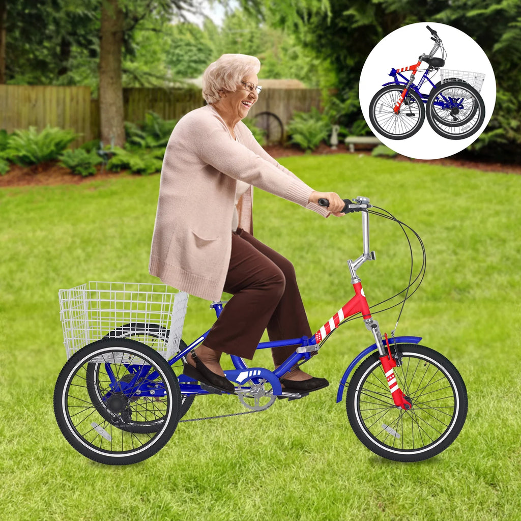 24 Inch 7-Speed 3 Wheels Folding Tricycle U4788