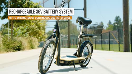 Electric Scooter with Padded Seat, Bamboo Deck, 16" Air-Filled Tires, 500w Motor, Rear-Wheel Drive O8573