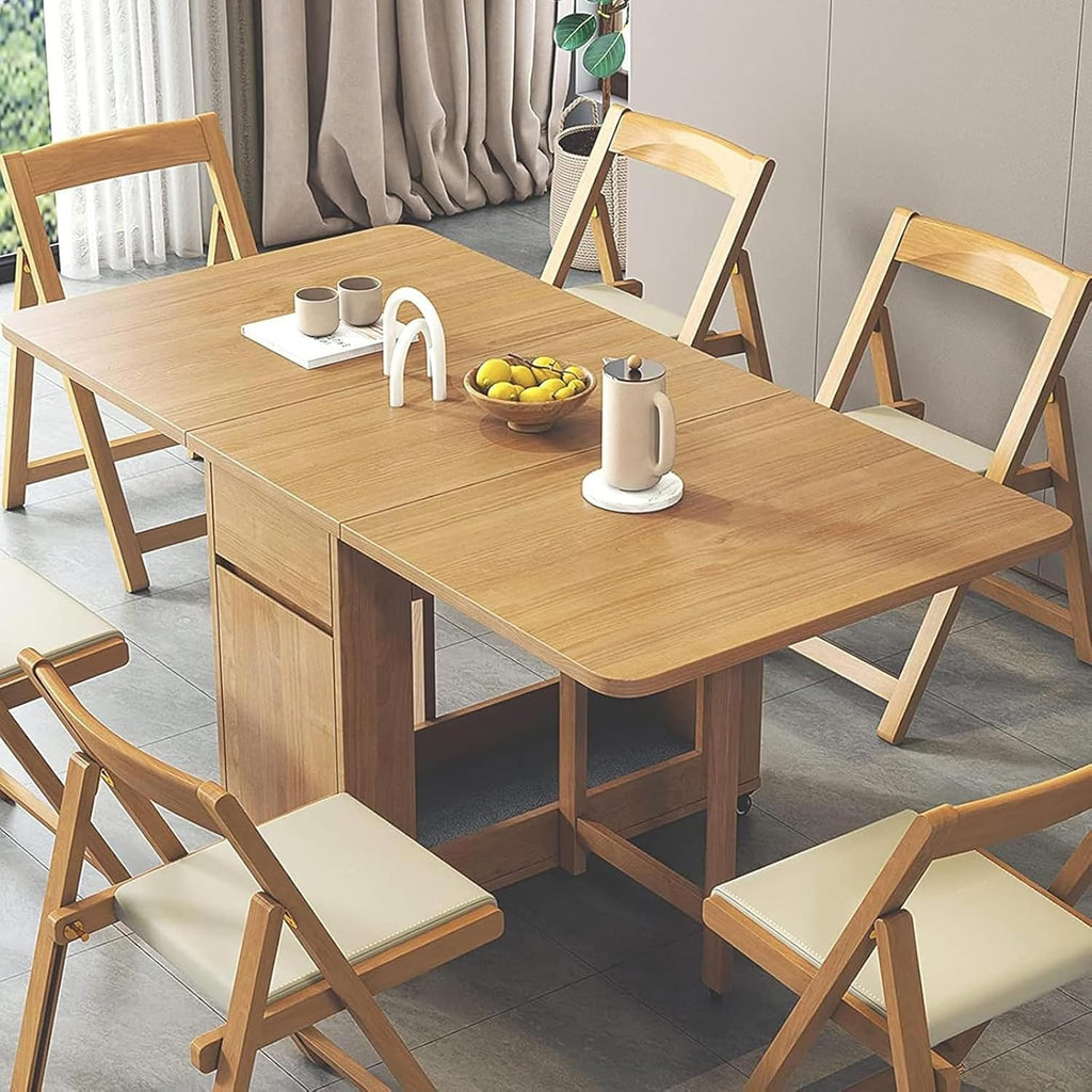 Solid Wood Folding Dining Table with 4 Chairs R45861
