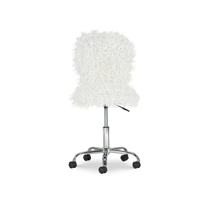 White Faux Flokati Armless Office Chair R2441