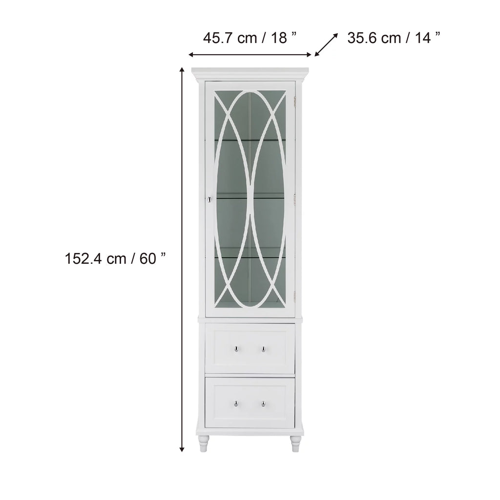 Wooden Bathroom Floor Cabinet 2 Drawer White D7712