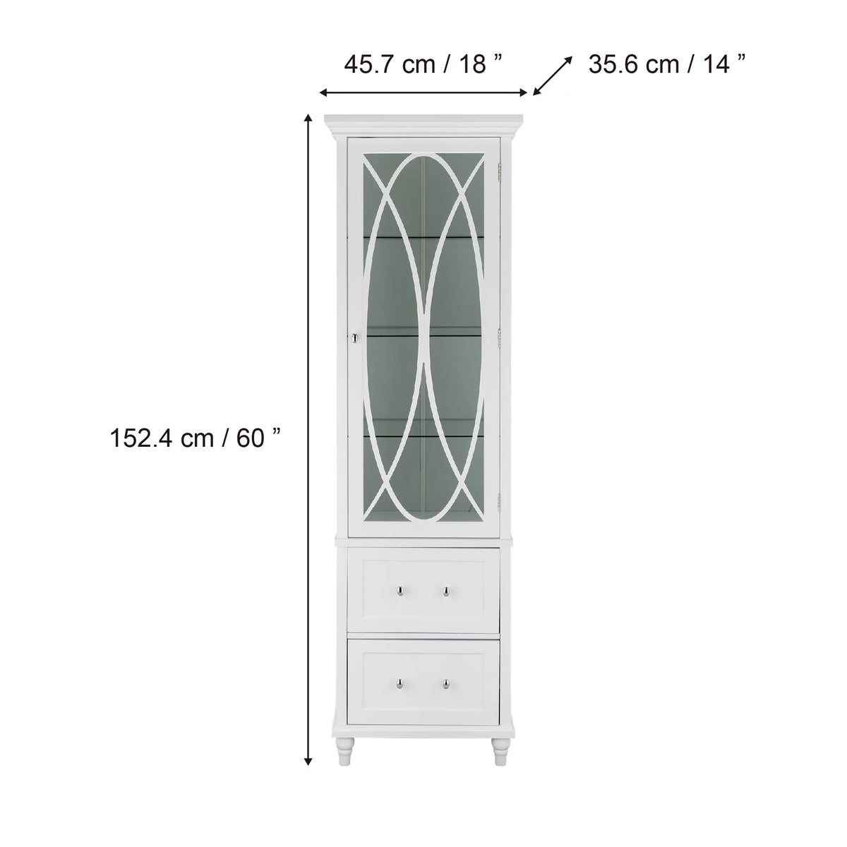 Wooden Bathroom Floor Cabinet 2 Drawer White D7712