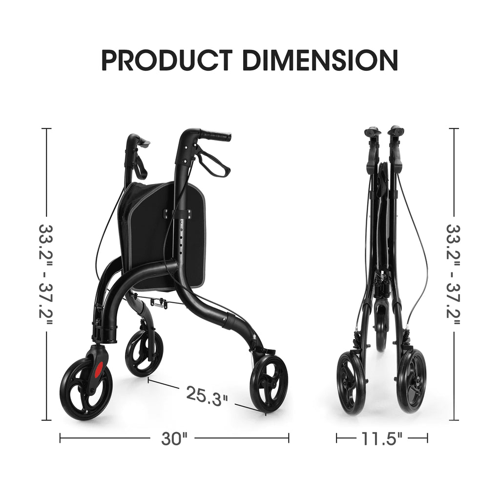 3-Wheel Foldable Rollator Walker with 8'' Wheel E344050