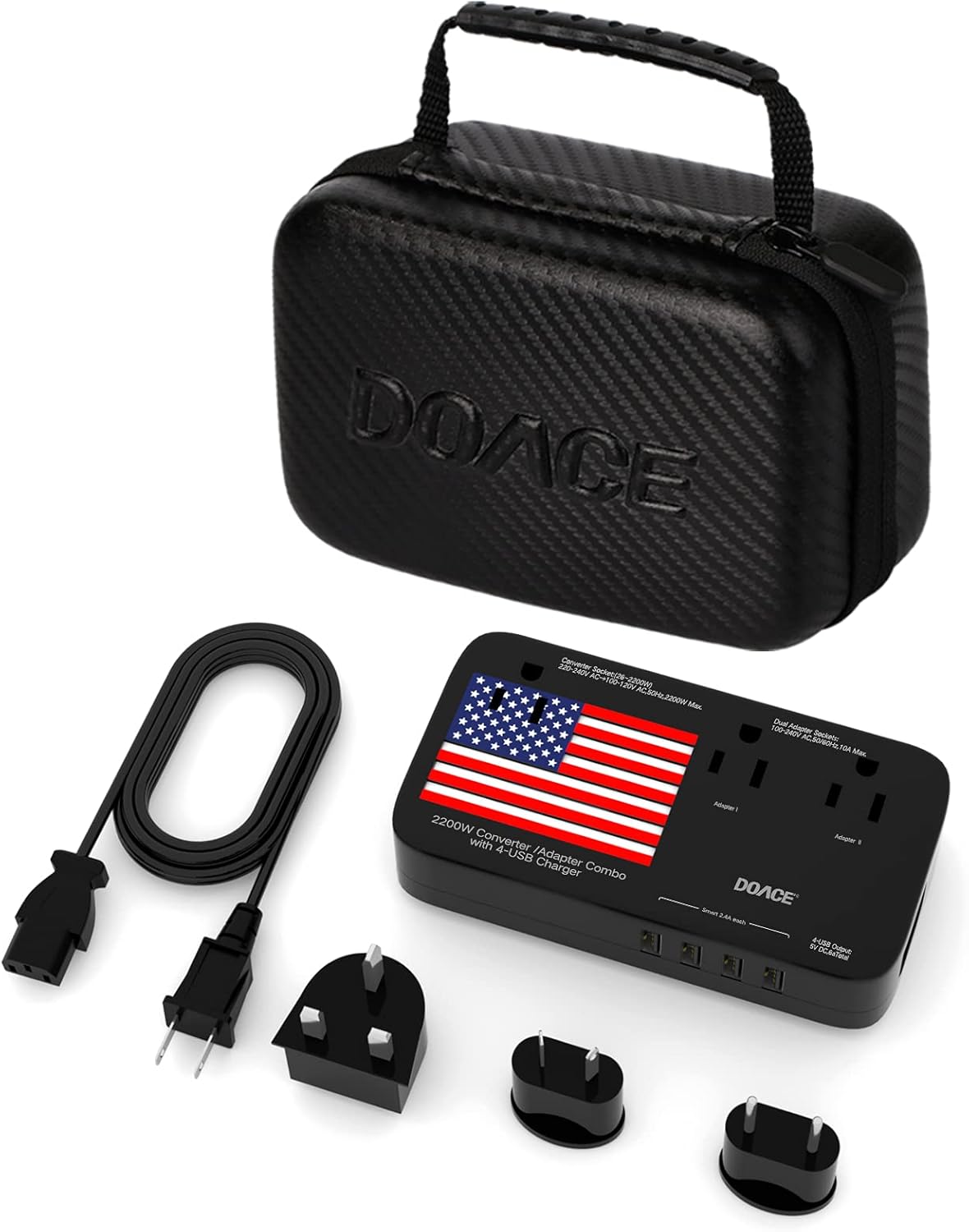 2200W Travel Voltage Converter with 4-Port USB E271422