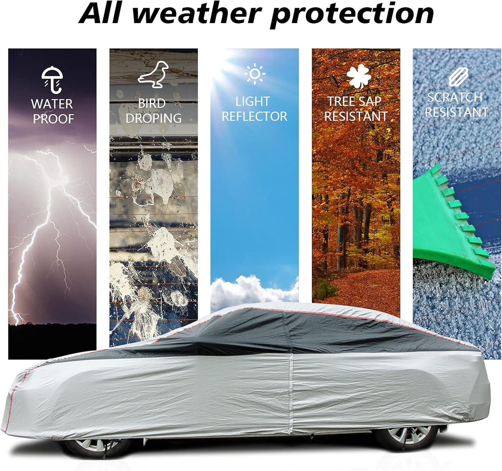 Waterproof All Weather Full Exterior Car Cover with Zipper for Sedan T6835