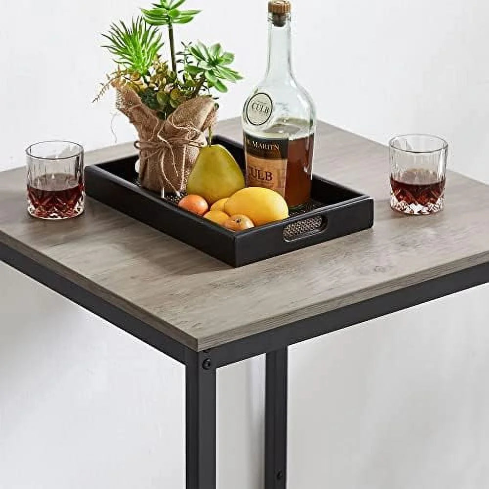 3 Pieces Wooden Pub Bistro Table and Chairs Set O335880