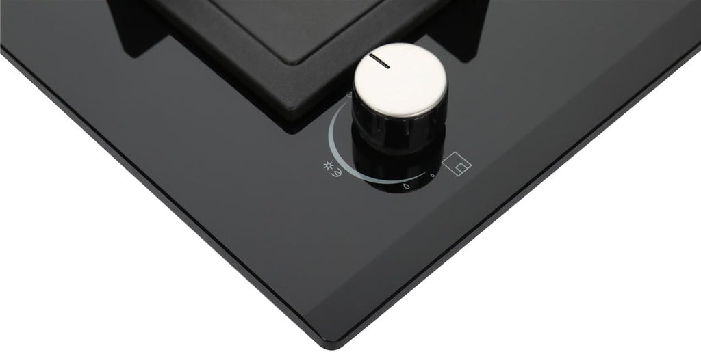 2 Burner 12 Inch Built-in LPG/Propane Gas Stove Top Glass Surface Cast Iron Cooktop A521195