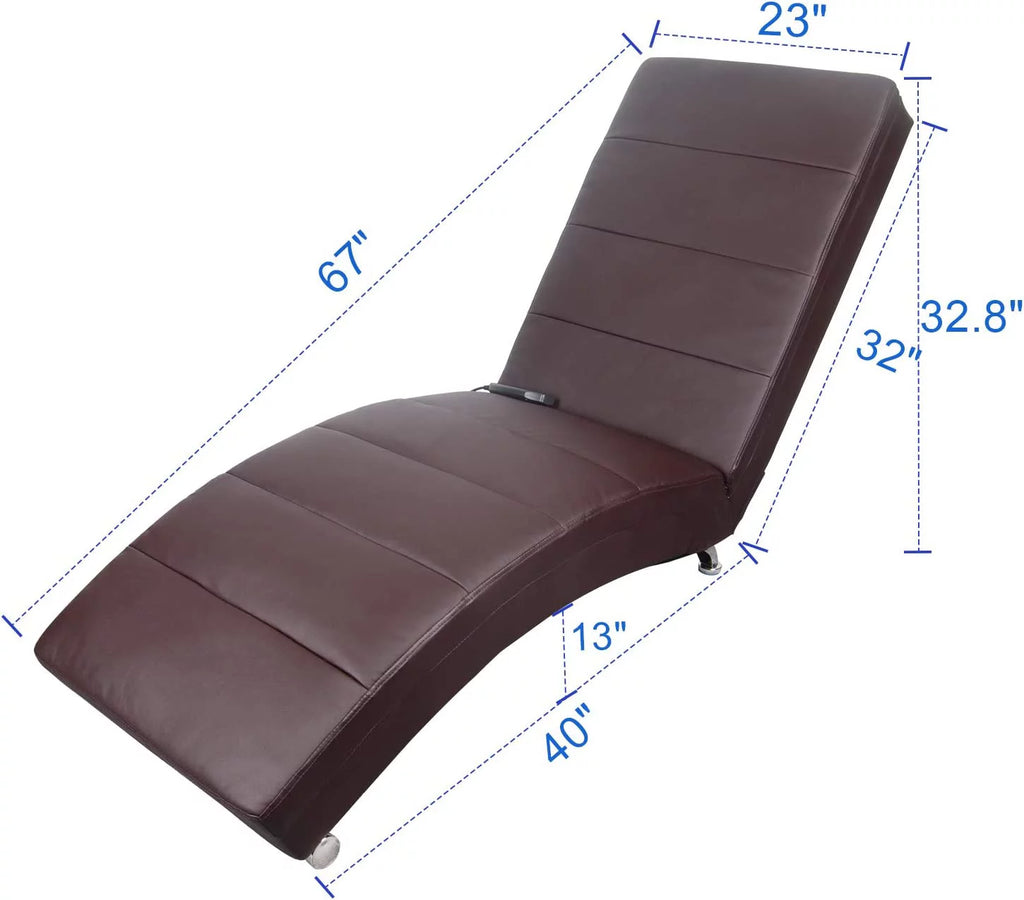 Brown PU Leather Electric Vibrating Recliner Chair with Heating M38493