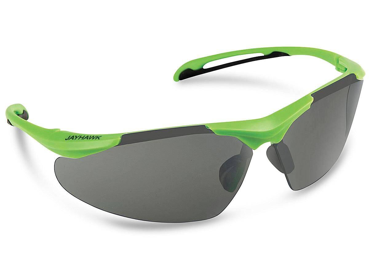 Lime Frame Smoke Lens Safety Glasses Qty of 6 Q690562