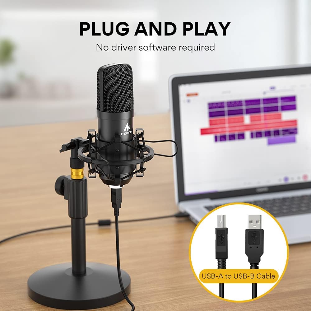 USB Condenser Microphone Kit 192KHZ/24BIT Cardioid Plug & Play, Pack of 2 C782708