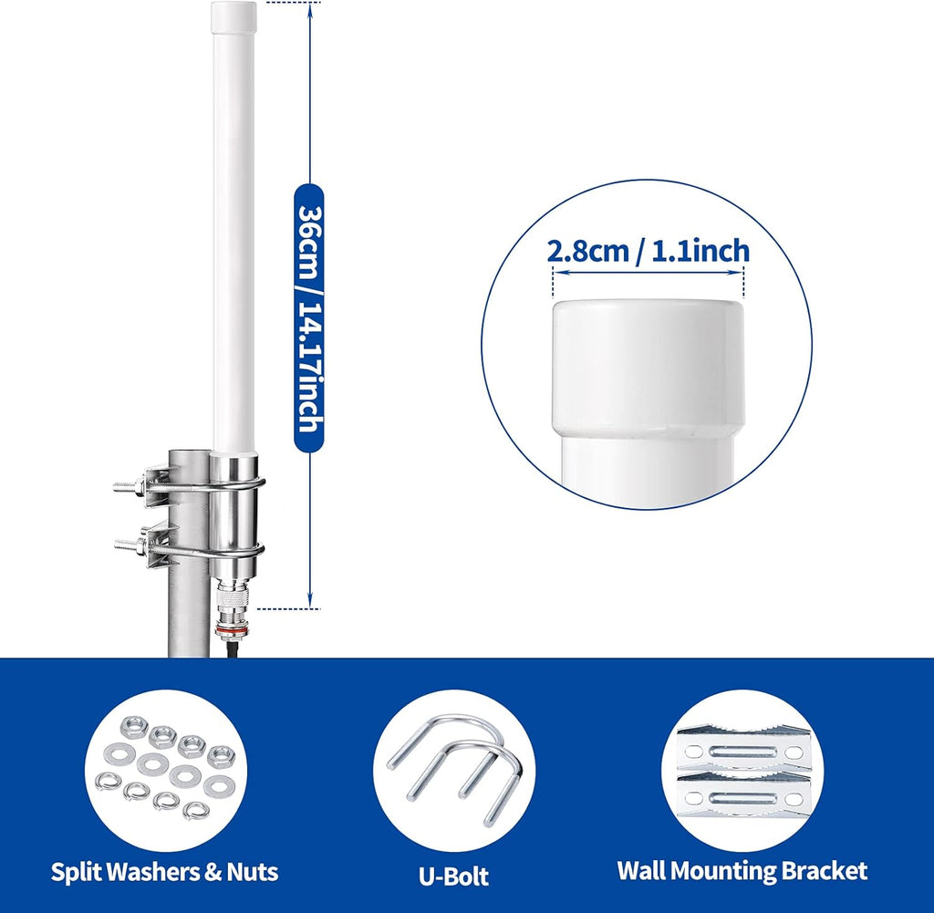 915mhz LoRaWan Glass Fiber Antenna 4dBi with 20ft RG58 Cable B3694