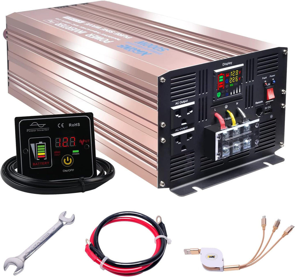 5000 Watts Pure Sine Wave Power Inverter 24V to 110V with Remote Control and LED Display F18398