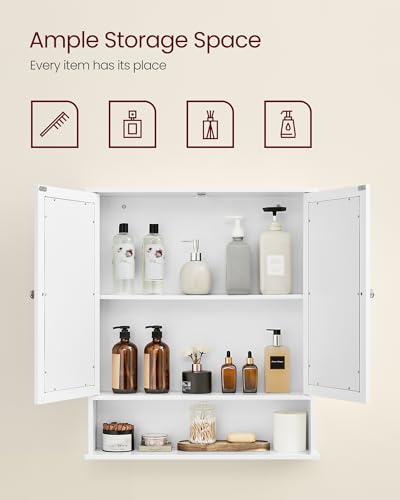 Dove Gray Wall-Mounted Bathroom Cabinet with 2 Mirrored Doors Z890955