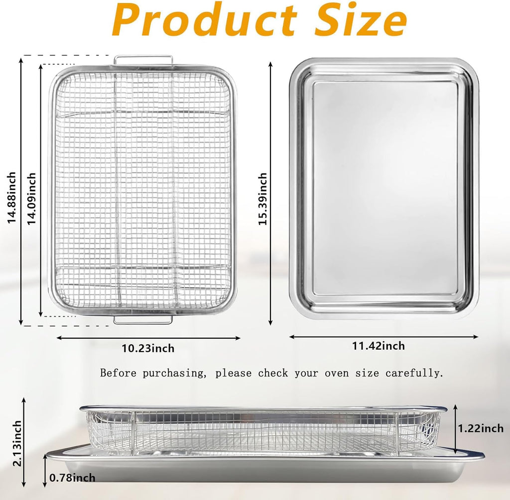 2 Pieces Stainless Steel Air Fryer Baking Pans Y287356