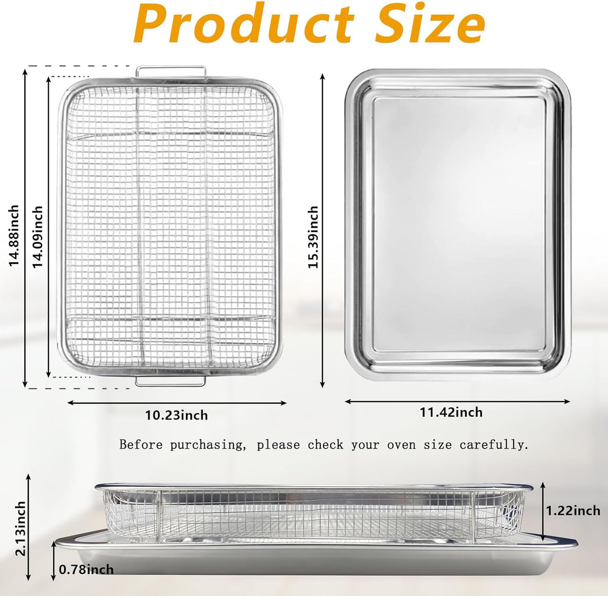 2 Pieces Stainless Steel Air Fryer Baking Pans Y287356
