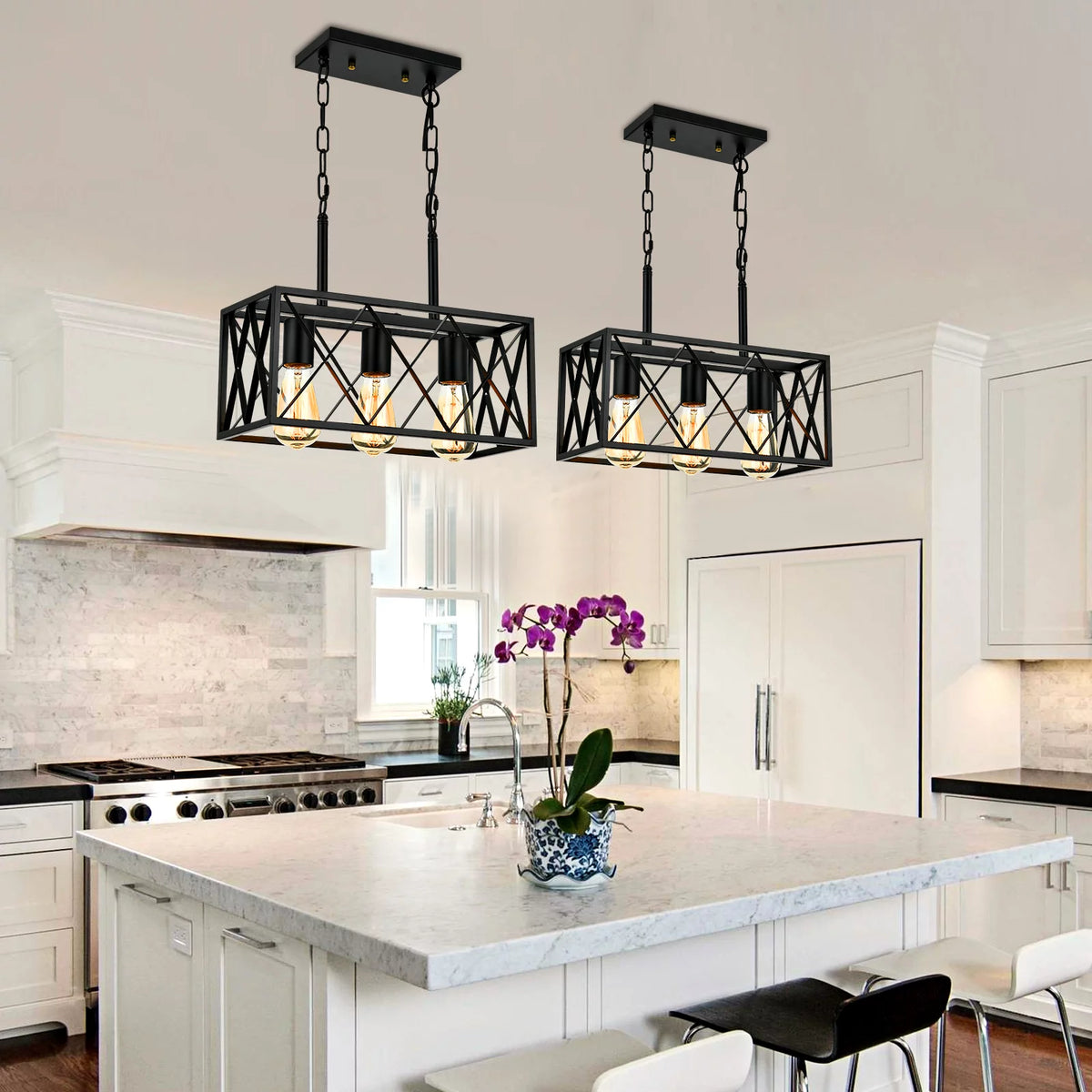 3 Light Farmhouse Linear Chandelier V98419