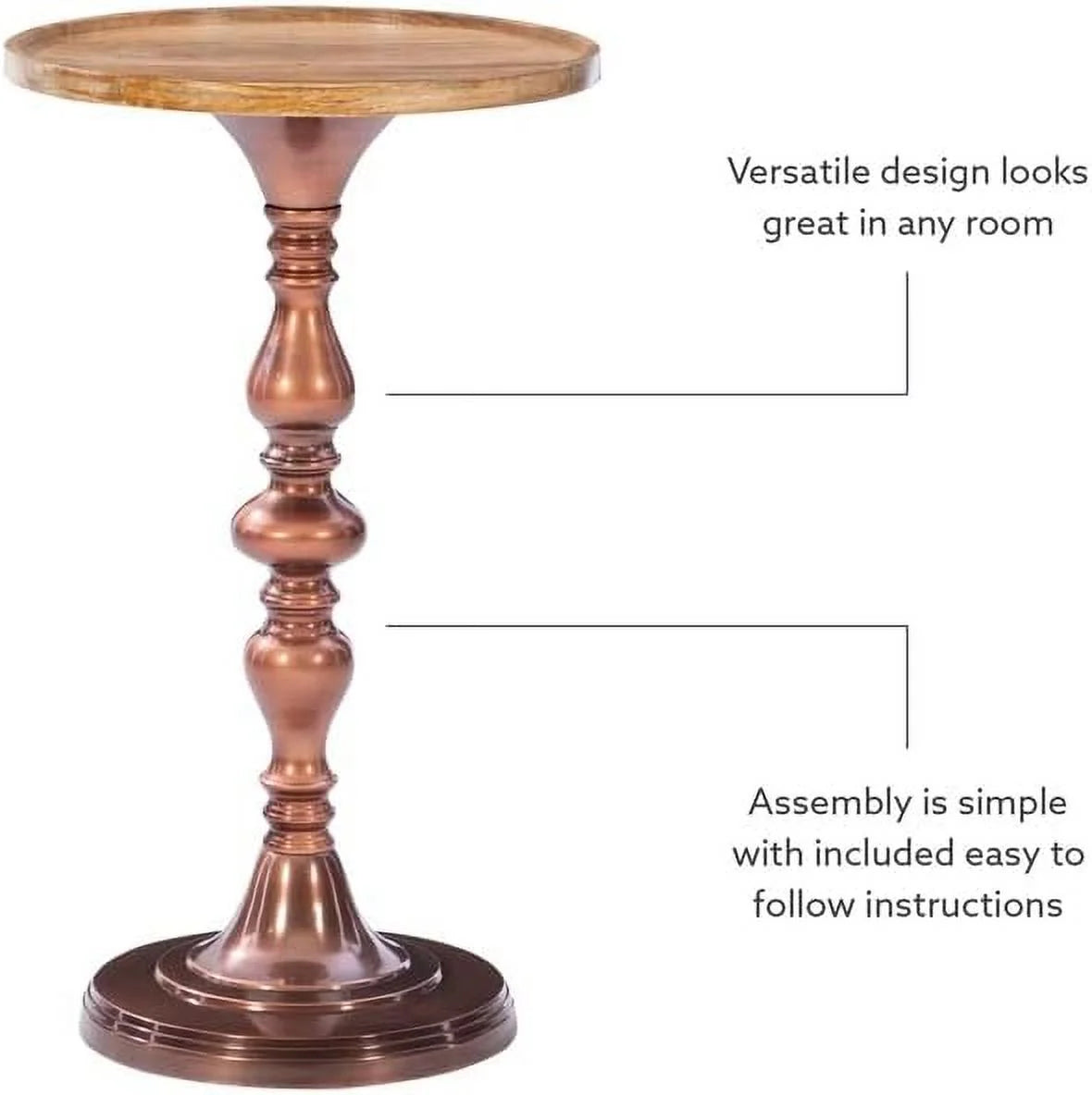 Wood And Aluminum Side Table H69571