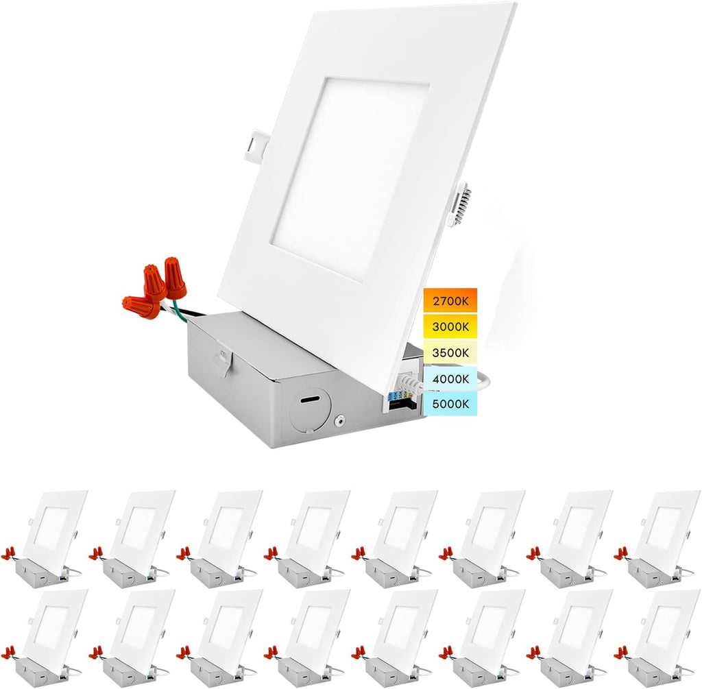 6 Inch Square LED Recessed Lighting, 12W, 1000 Lumens, 4 Pack S632