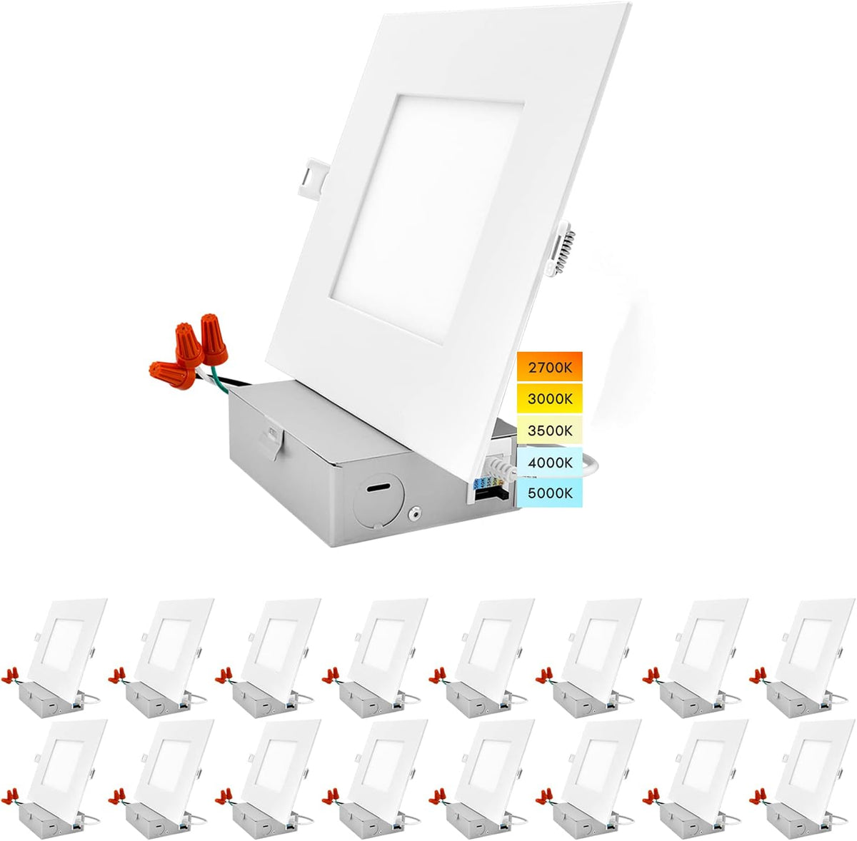 6 Inch Square LED Recessed Lighting, 12W, 1000 Lumens, 4 Pack S632