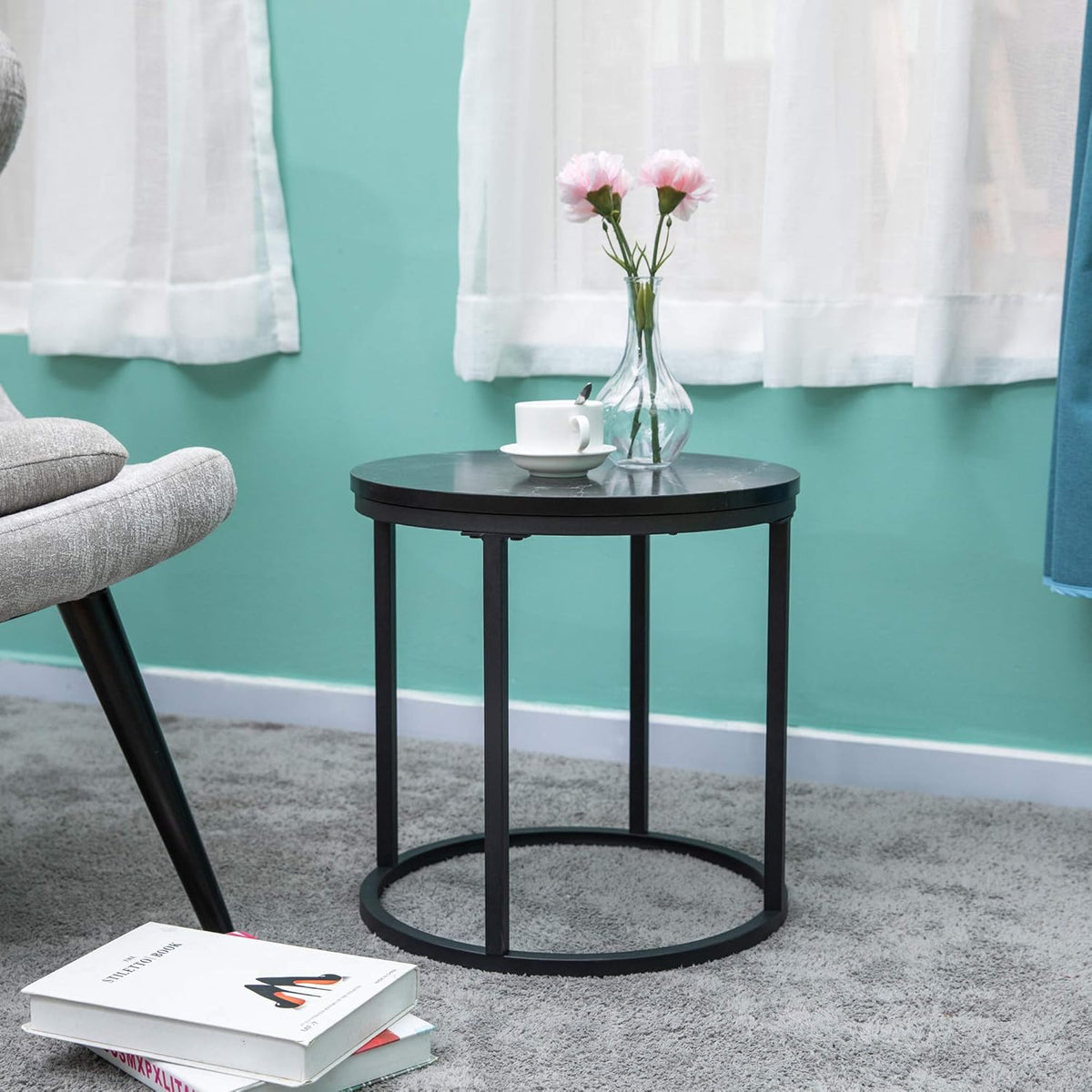 Black Kitchen End Table 15.25 Dia Set of 1 M54732