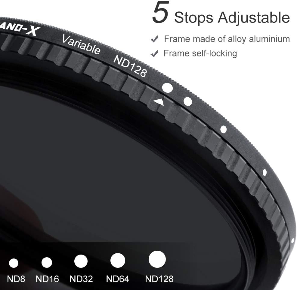 55mm Variable ND Filter ND8-ND128 (3-7 Stop) Hydrophobic VND Filter Pack of 2 S852158