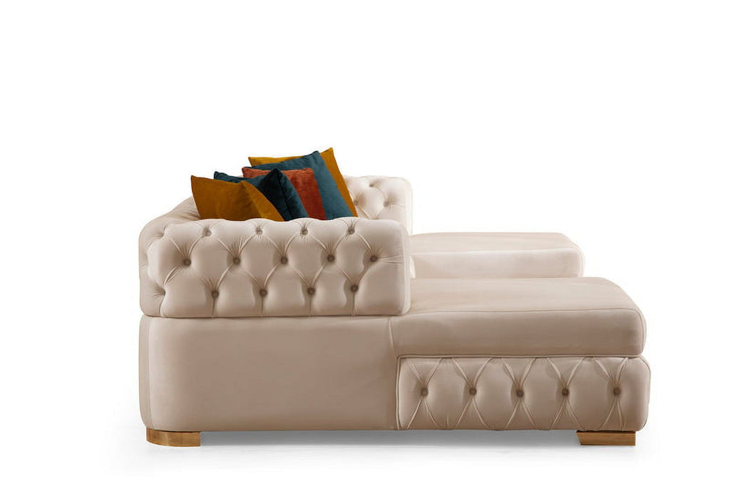 Ivory Velvet Double Chaise Sectional M857689