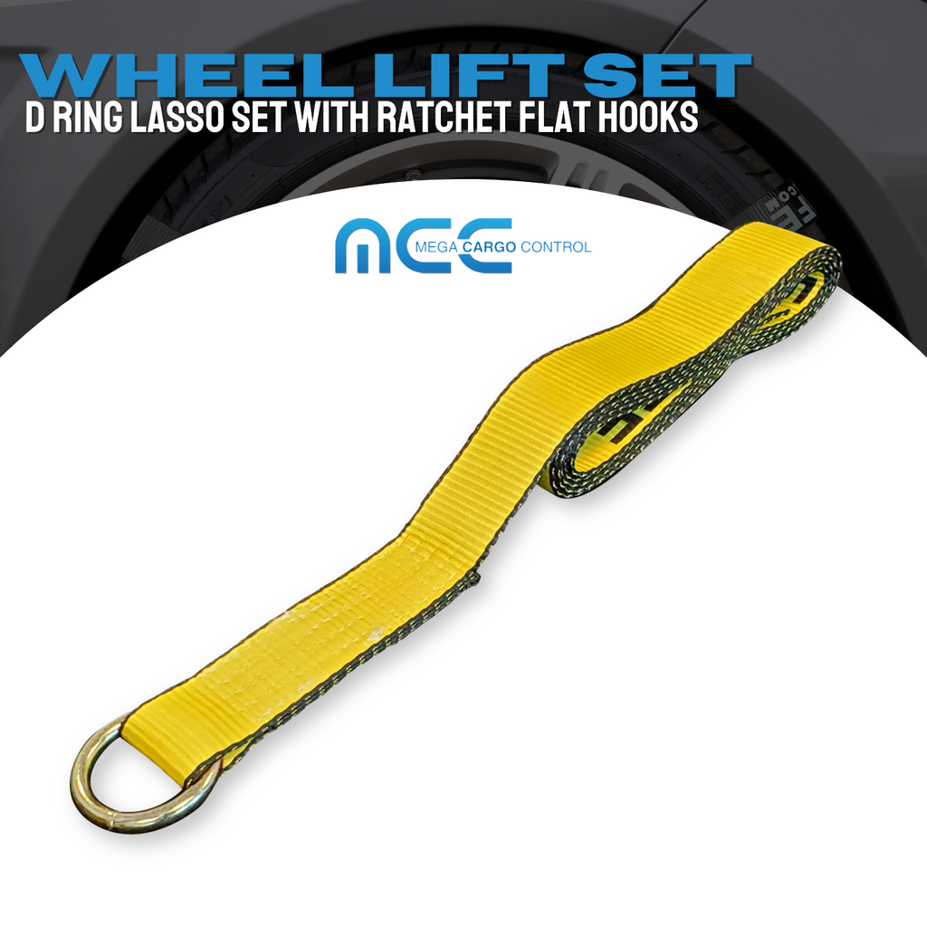 4 Pack 2" x 10' Side Mount Wheel Net Tie Down Ratchet Lasso Strap Flat Hook Yellow L87973