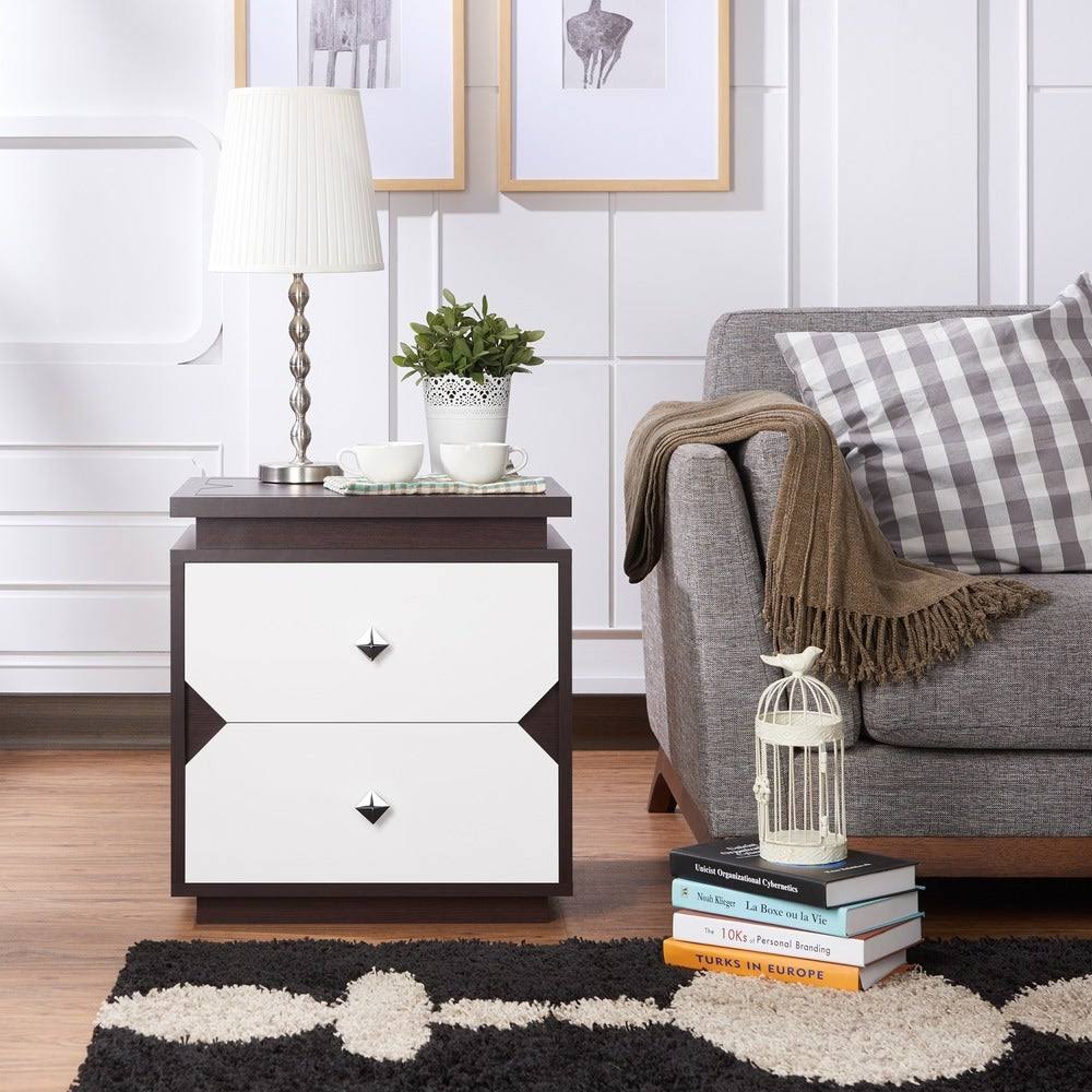 Walnut 2-Drawer End Table Y311