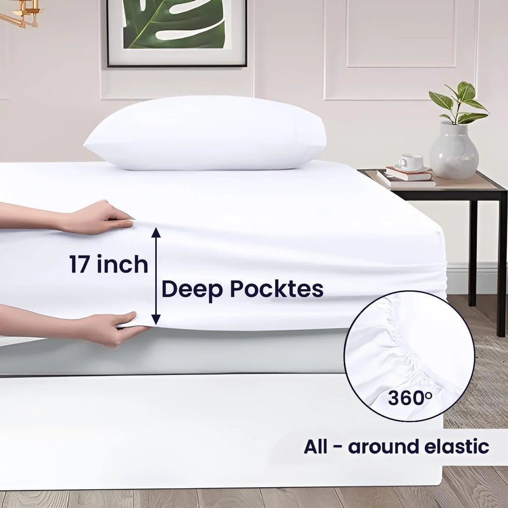 White 4-Piece Queen Egyptian Cotton Sheet Set S247