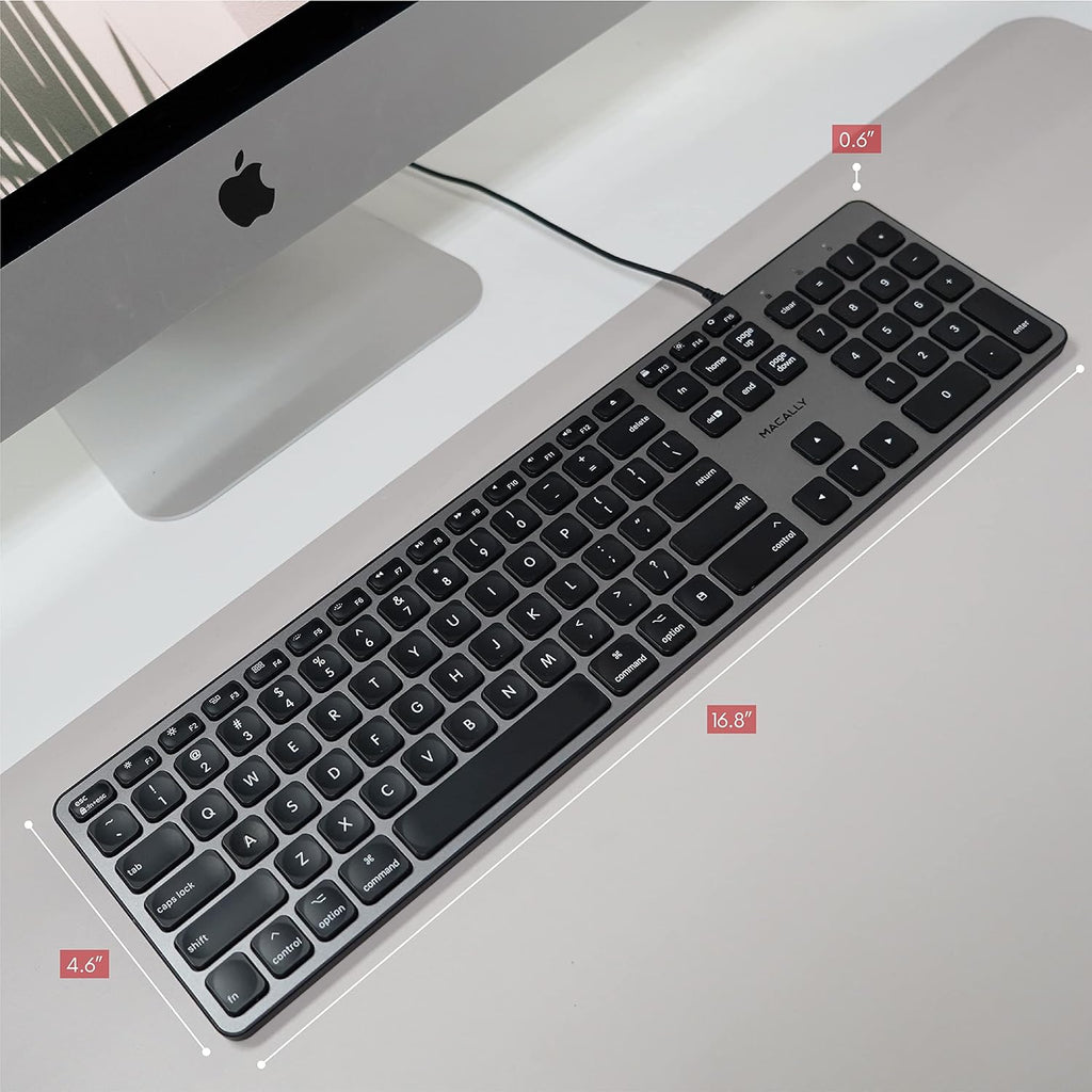 Space Gray Backlit Wired Mac Keyboard with 107 Keys U584