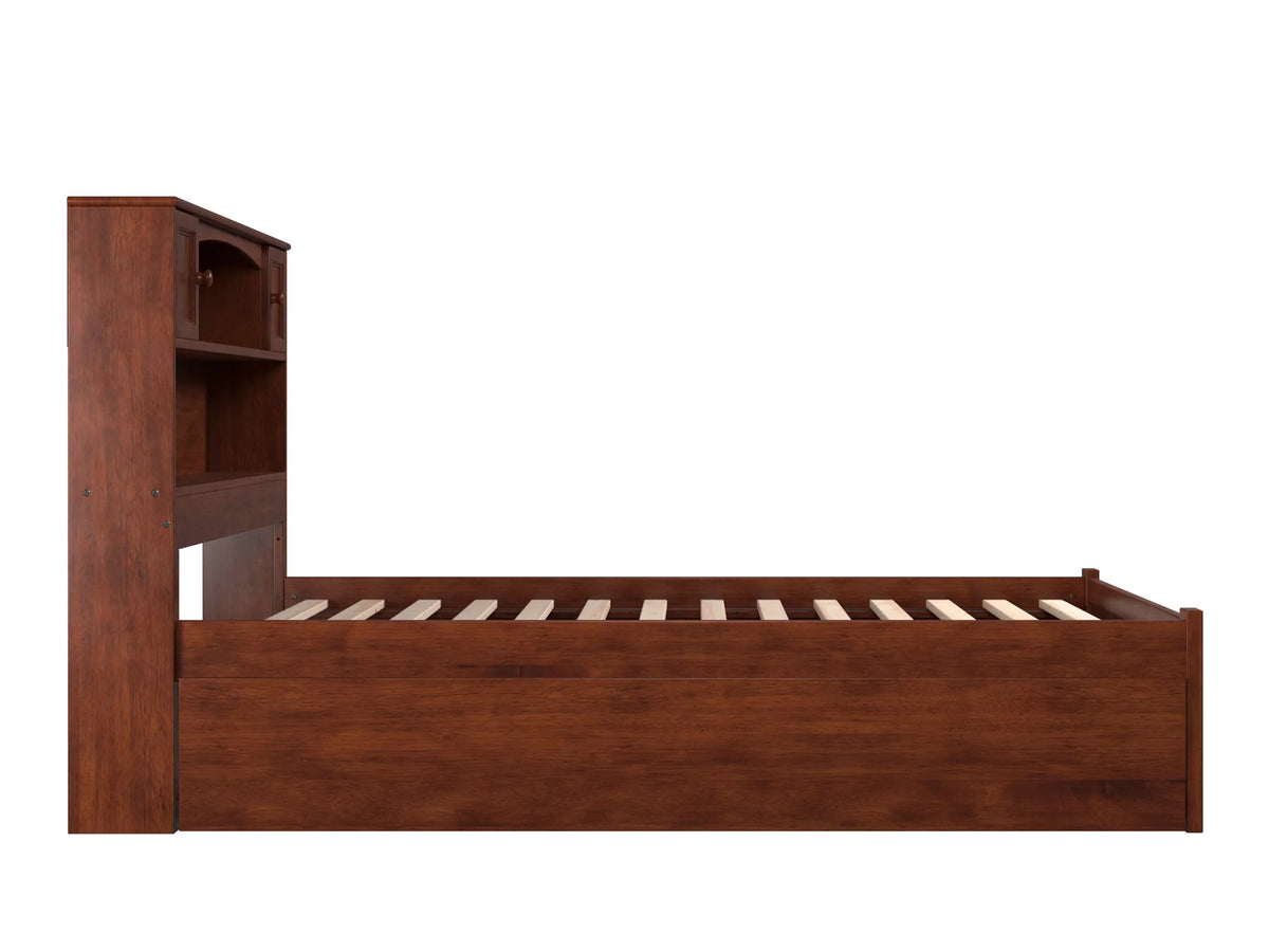 Full Solid Wood Platform Bed with Footboard & Trundle in Walnut H999616