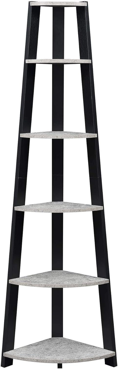 Black 5 Tier Corner Bookcase E288383
