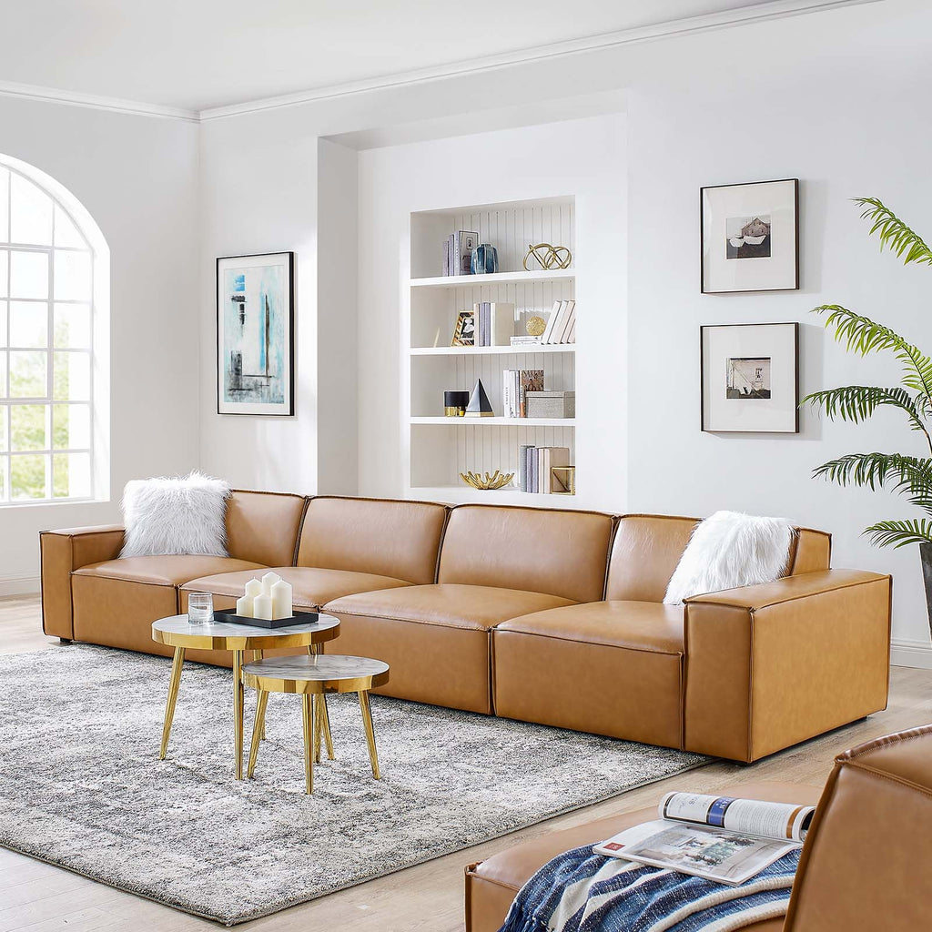 Tan Vegan Leather 4-Piece Sofa T10971