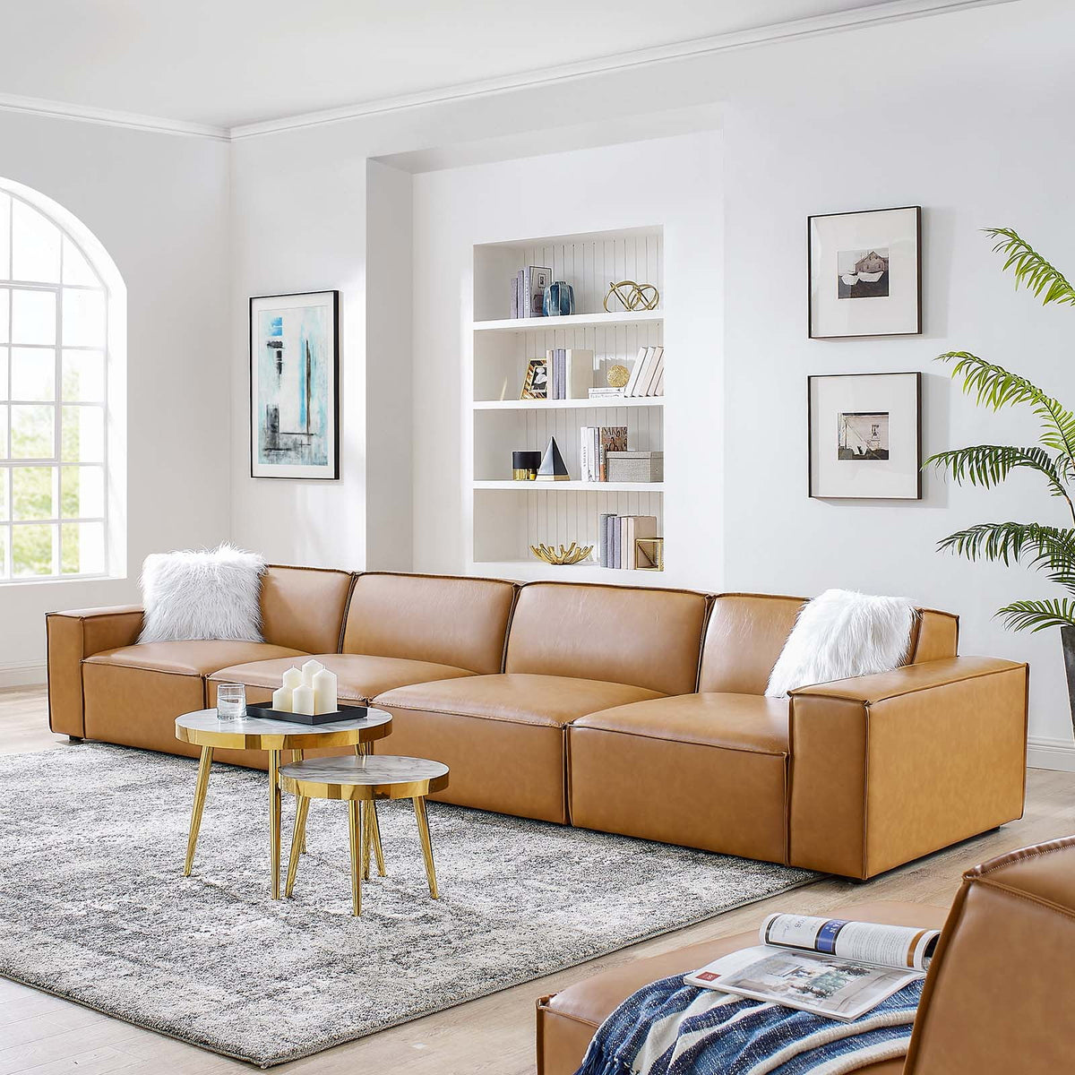 Tan Vegan Leather 4-Piece Sofa T10971