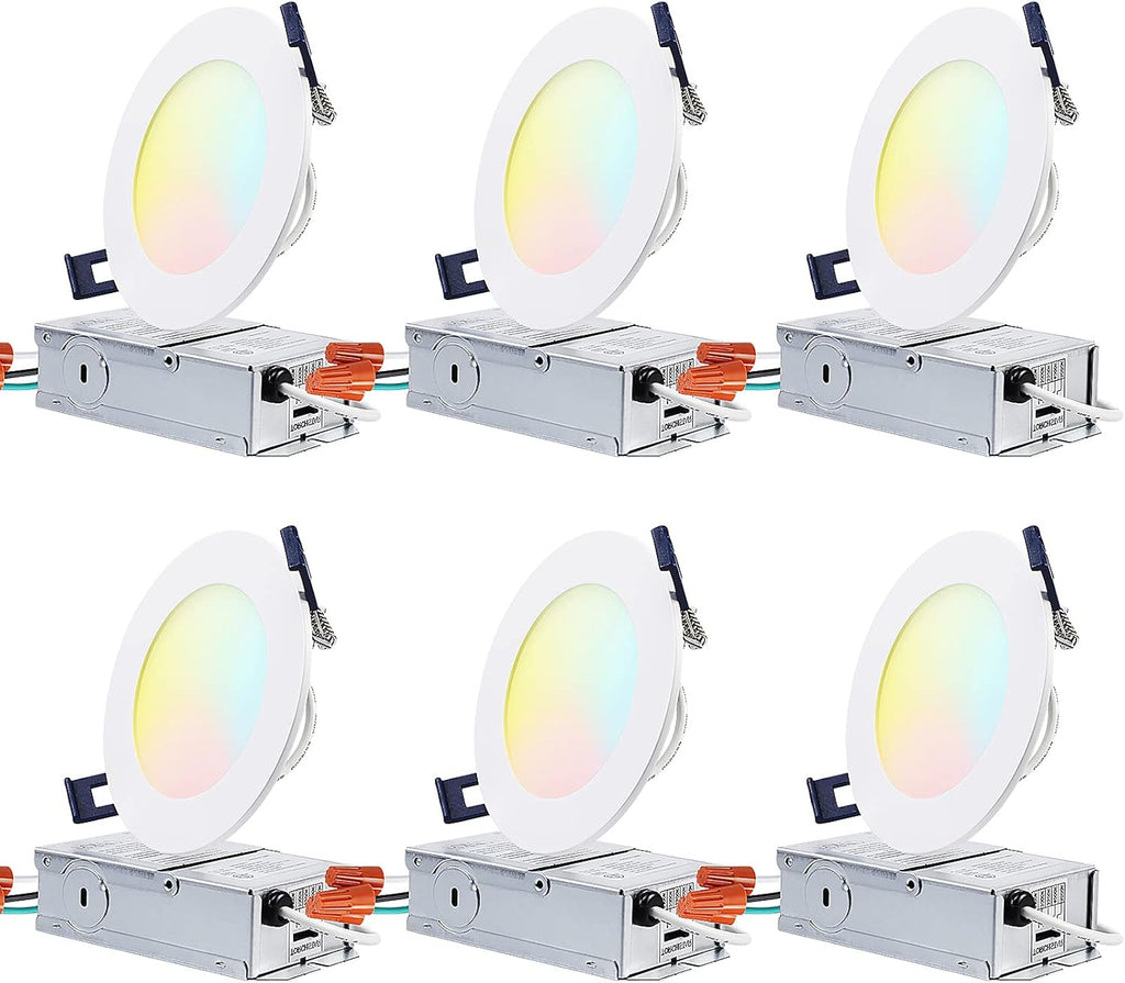 4 Inch Selectable Dimmable Ultra-Thin LED Recessed Light, Pack of 6 M406489