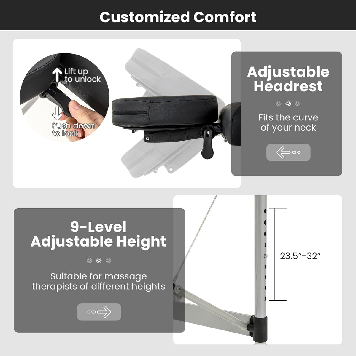 Black Portable Massage Table with Carrying Bag R878700