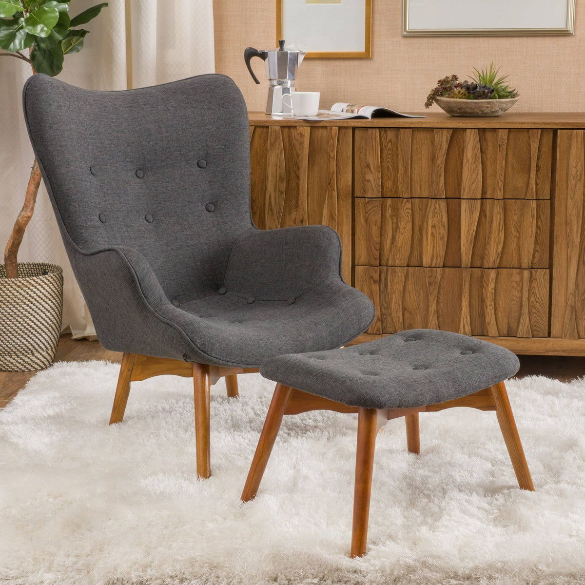 Grey Mid Century Chair Set U338372