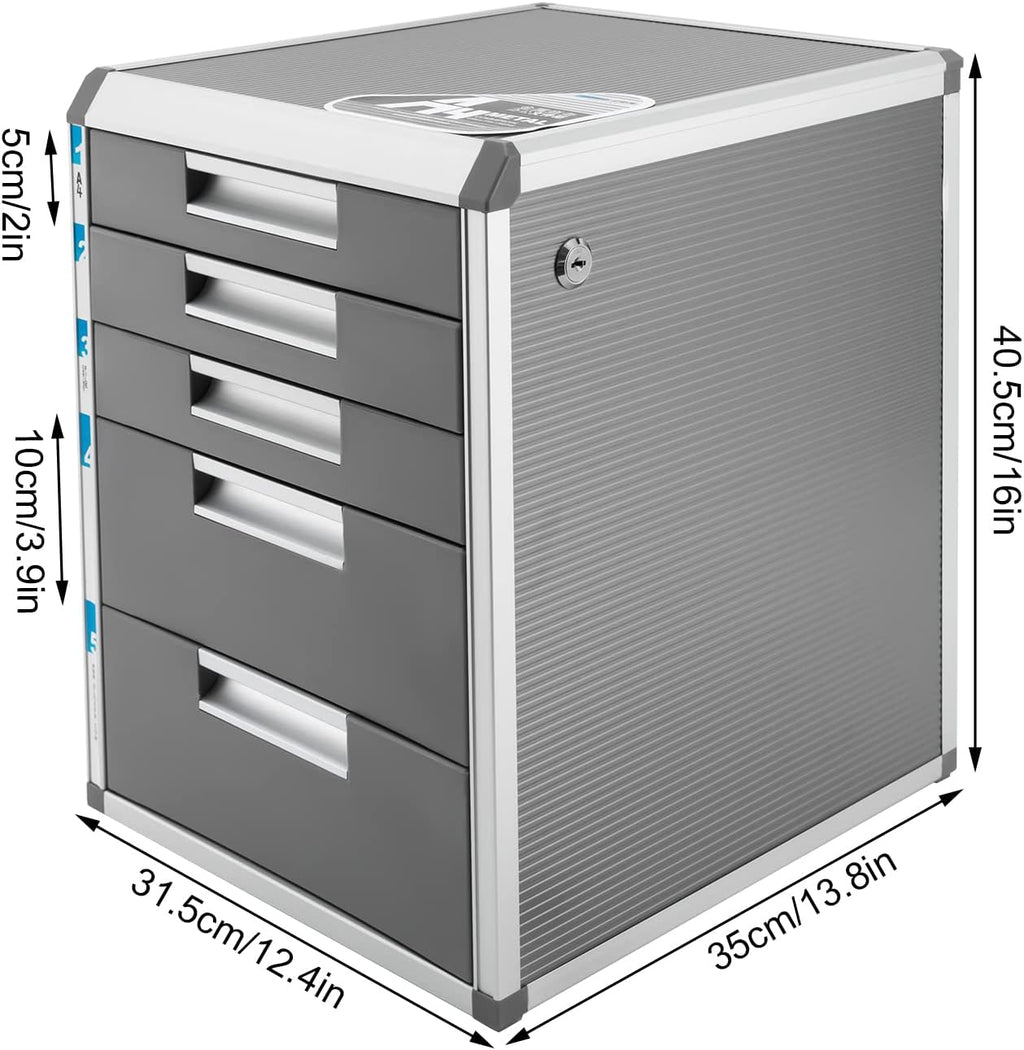 Grey 5 Layers Desktop Drawer Organizer with Lock L3137