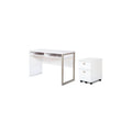 Pure White Desk and 2-Drawer Mobile File Cabinet Set B91536