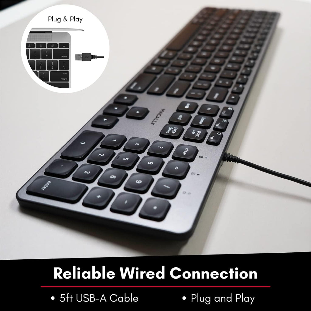 Space Gray Backlit Wired Mac Keyboard with 107 Keys U584