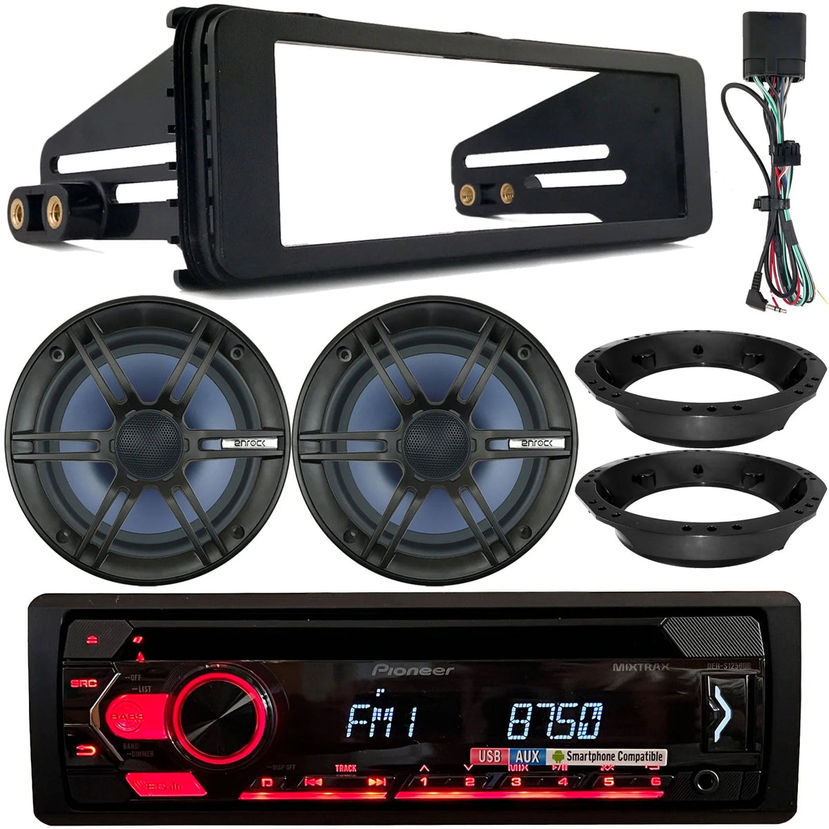 Single DIN AM/FM CD Receiver with 6.5 120W Marine Speakers S955479