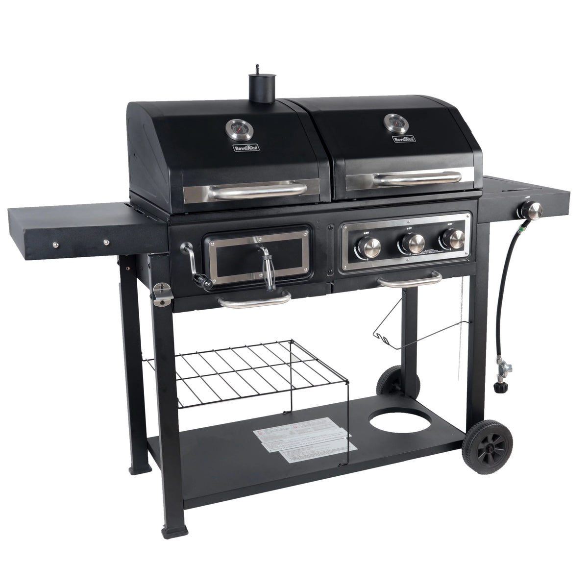 Dual Fuel Gas & Charcoal Combo Grill, Black with Stainless J29202