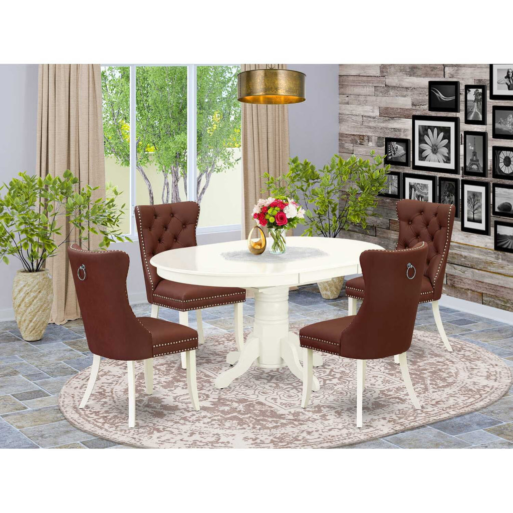 5 Piece Oval Dining Table and 4 Upholstered Chairs C584427